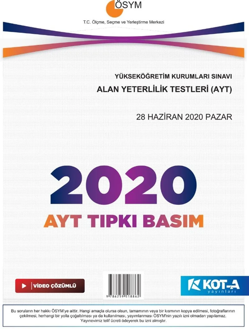2020 AYT Çıkmış Sorular (Tıpkı Basım-Kapaksız Fasikül)