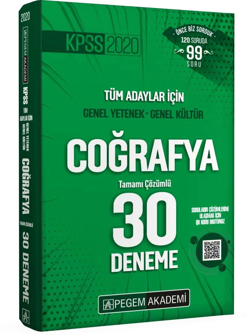 2020 KPSS Genel Yetenek - Genel Kültür Coğrafya 30 Deneme