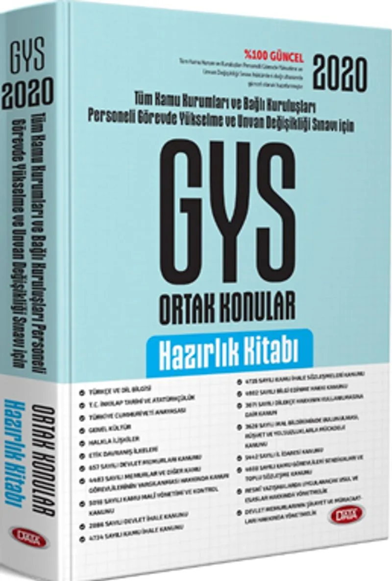 2020 Türkiye Kamu Kurumları ve Bağlı Kuruluşları Personeli GYS ve Unvan Değişikliği Ortak Konular Hazırlık Kitabı