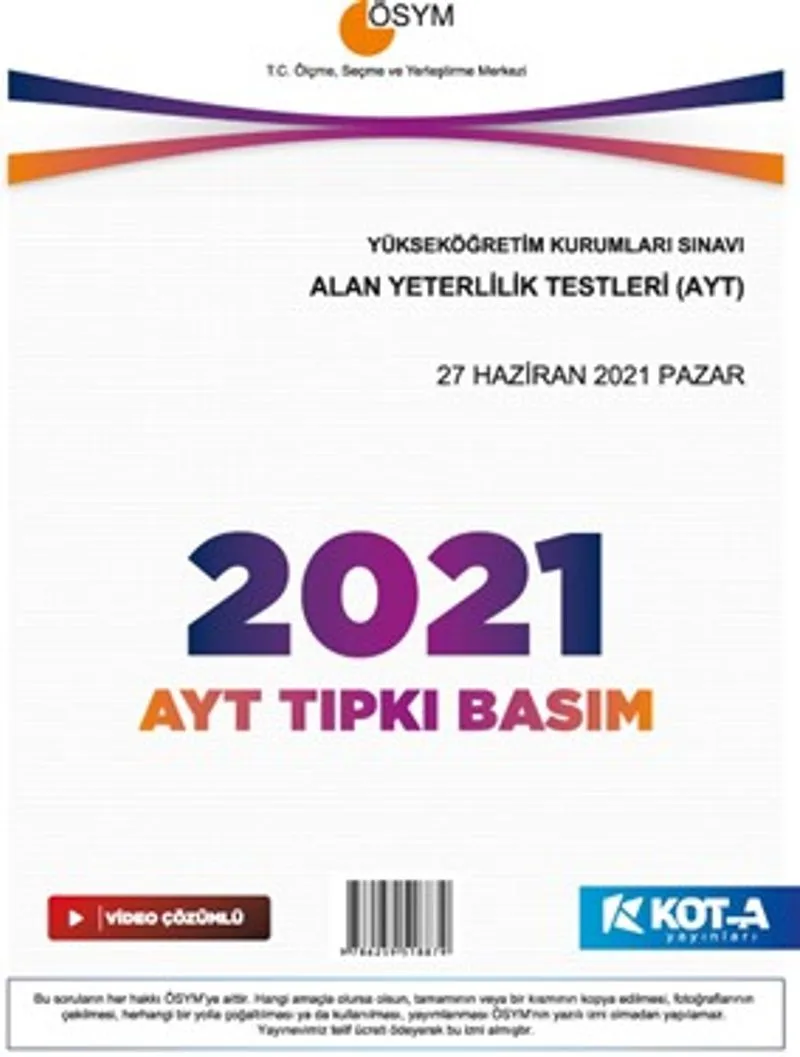 2021 AYT Çıkmış Sorular (Tıpkı Basım-Kapaksız Fasikül)