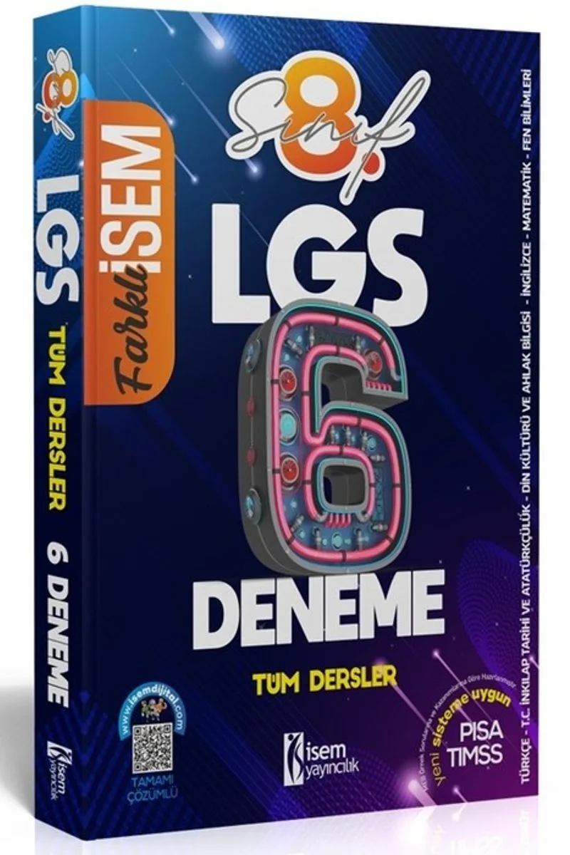 2021 Farklı İsem LGS 8. Sınıf Tüm Dersler Dijital Çözümlü 6 Deneme