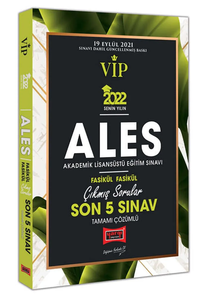 2022 ALES VİP Tamamı Çözümlü Fasikül Fasikül Son 5 Sınav Çıkmış Sorular Yargı Yayınları