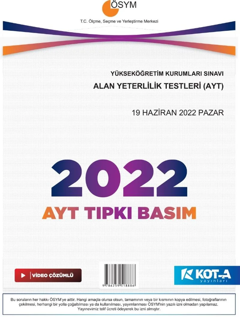 2022 AYT Çıkmış Sorular (Tıpkı Basım-Kapaksız Fasikül)