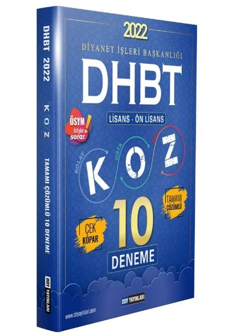 2022 DHBT Koz Lisans Önlisans Tamamı Çözümlü 10 Deneme