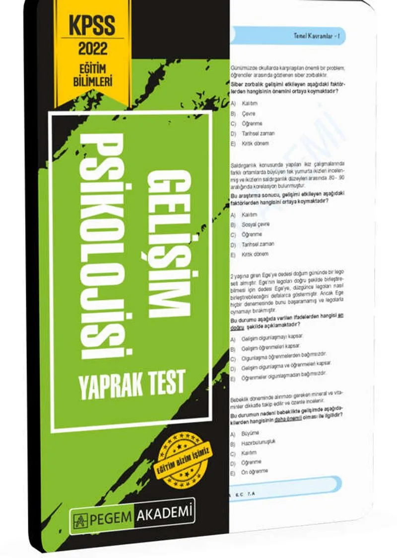 2022 KPSS Eğitim Bilimleri Gelişim Psikolojisi Yaprak Test