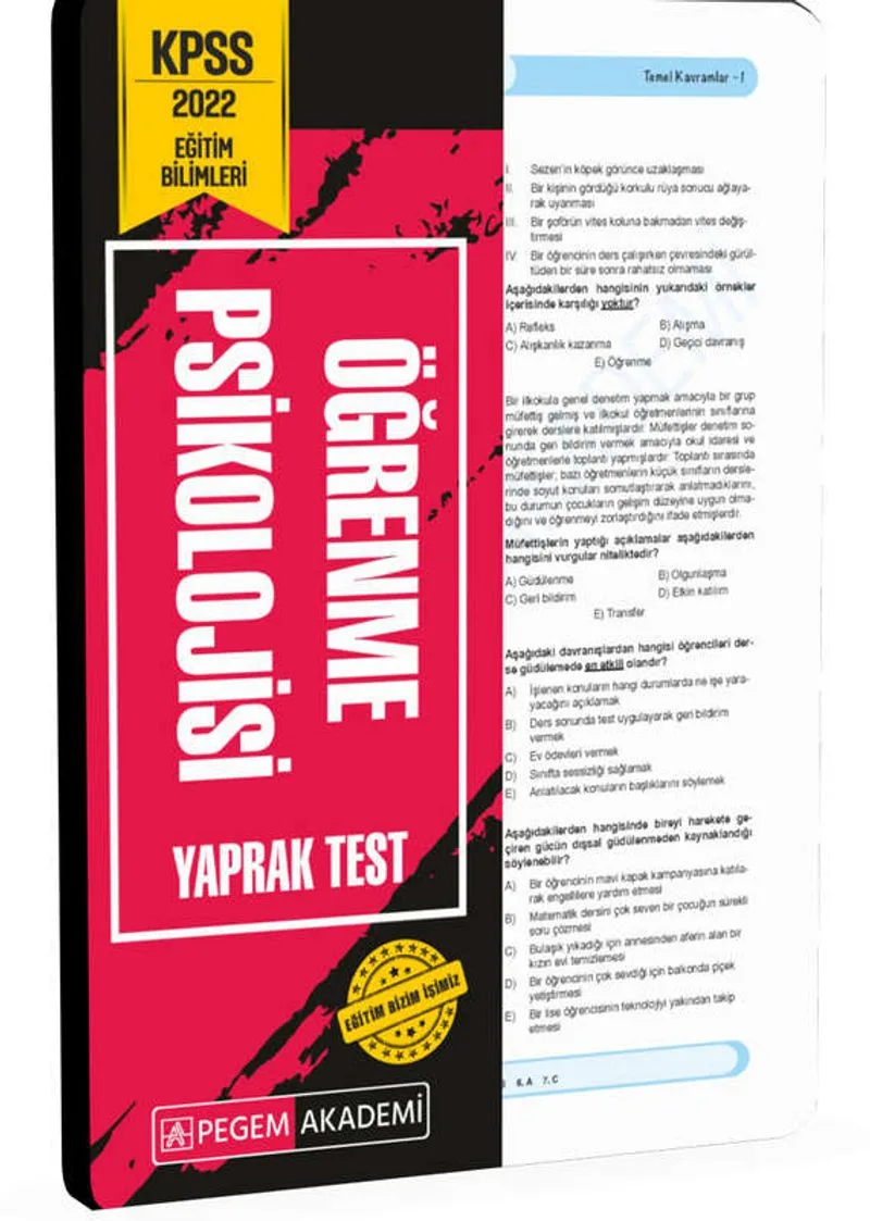2022 KPSS Eğitim Bilimleri Öğrenme Psikolojisi Yaprak Test