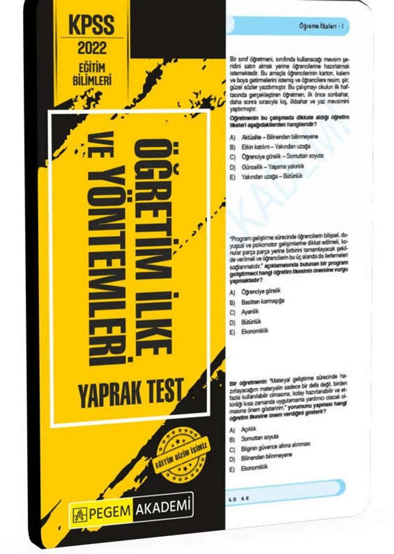 2022 KPSS Eğitim Bilimleri Öğretim İlke ve Yöntemleri Yaprak Test