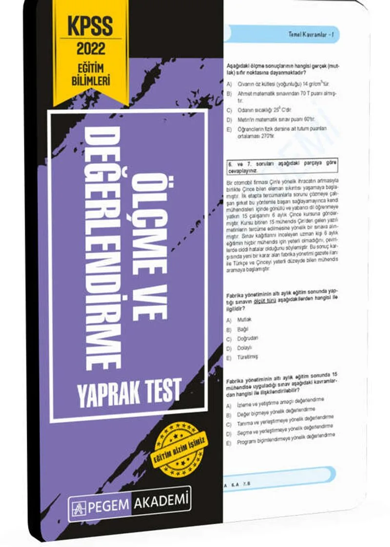 2022 KPSS Eğitim Bilimleri Ölçme ve Değerlendirme Yaprak Test
