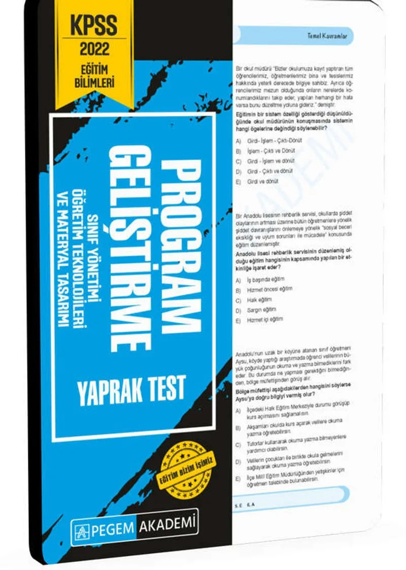 2022 KPSS Eğitim Bilimleri Program Geliştirme Yaprak Test