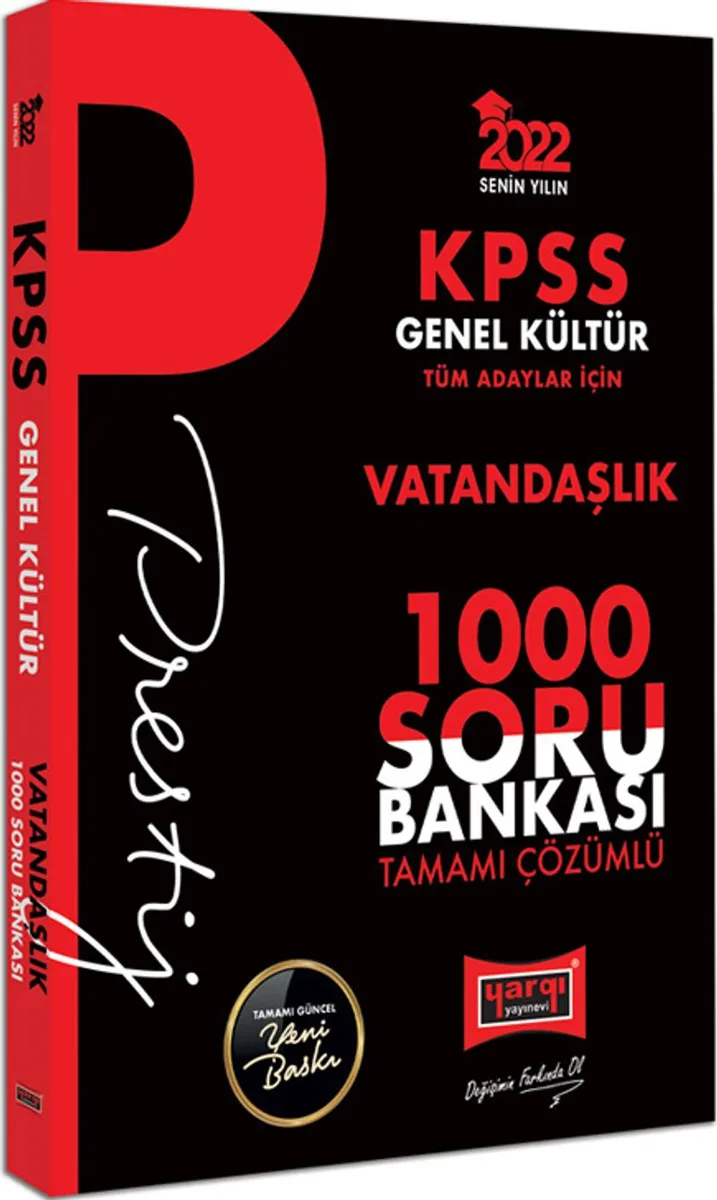 2022 KPSS Genel Kültür Vatandaşlık Prestij Seri Tamamı Çözümlü 1000 Soru Bankası