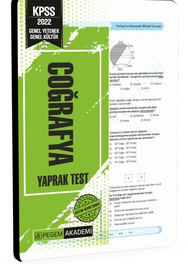 2022 KPSS Genel Yetenek Genel Kültür Coğrafya Yaprak Test