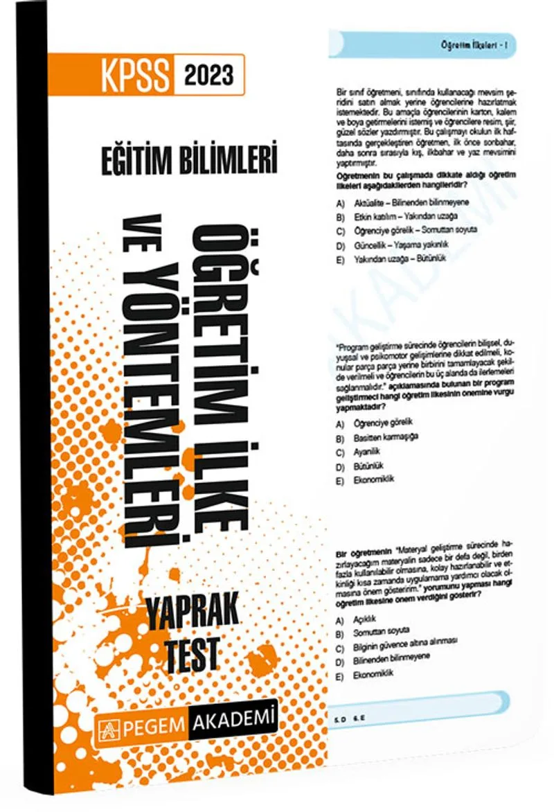 2023 KPSS Eğitim Bilimleri Öğretim İlke ve Yöntemleri Yaprak Test