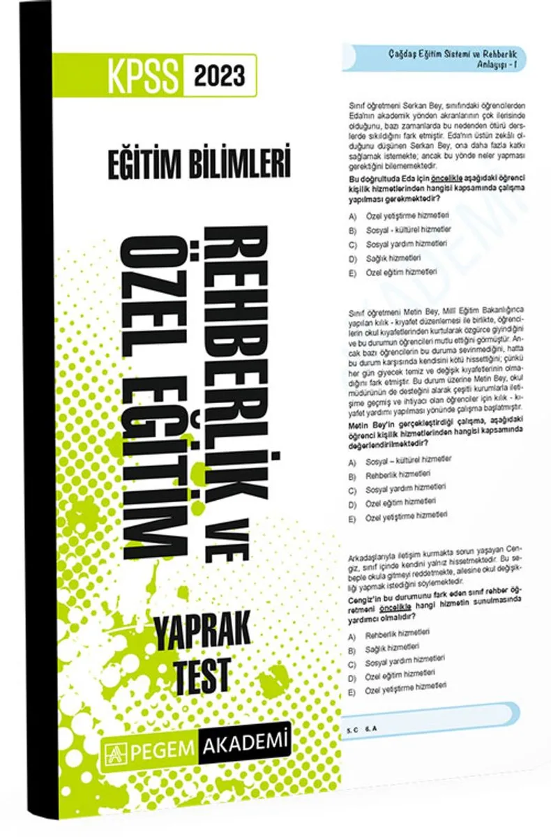 2023 KPSS Eğitim Bilimleri Rehberlik ve Özel Eğitim Yaprak Test