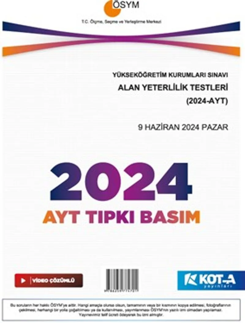 2024 AYT Çıkmış Sorular (Tıpkı Basım-Kapaksız Fasikül)