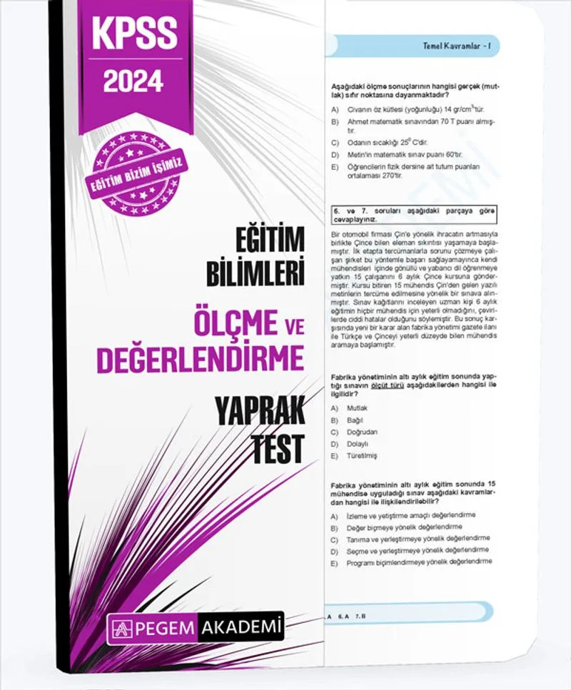 2024 KPSS Eğitim Bilimleri Ölçme ve Değerlendirme Yaprak Test