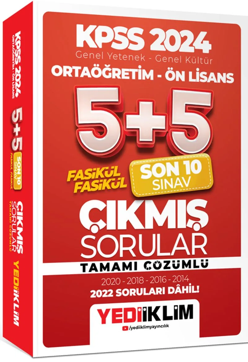 2024 KPSS Genel Yetenek Genel Kültür Ortaöğretim - Ön Lisans Fasikül Fasikül Son 10 Sınav Çıkmış Sorular Tamamı Çözümlü