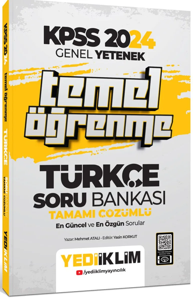 2024 KPSS Genel Yetenek Türkçe Temel Öğrenme Tamamı Çözümlü Soru Bankası