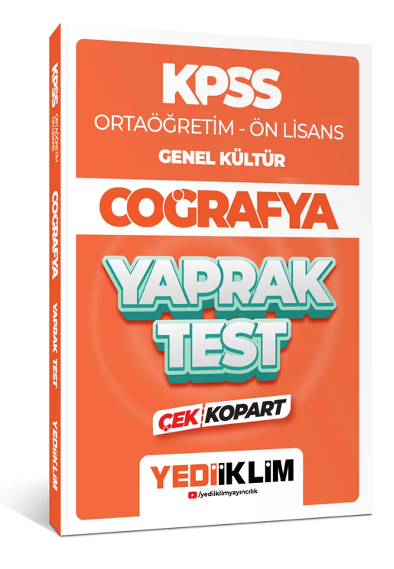 2024 KPSS Ortaöğretim - Ön Lisans Genel Kültür Coğrafya Çek Kopart Yaprak Test