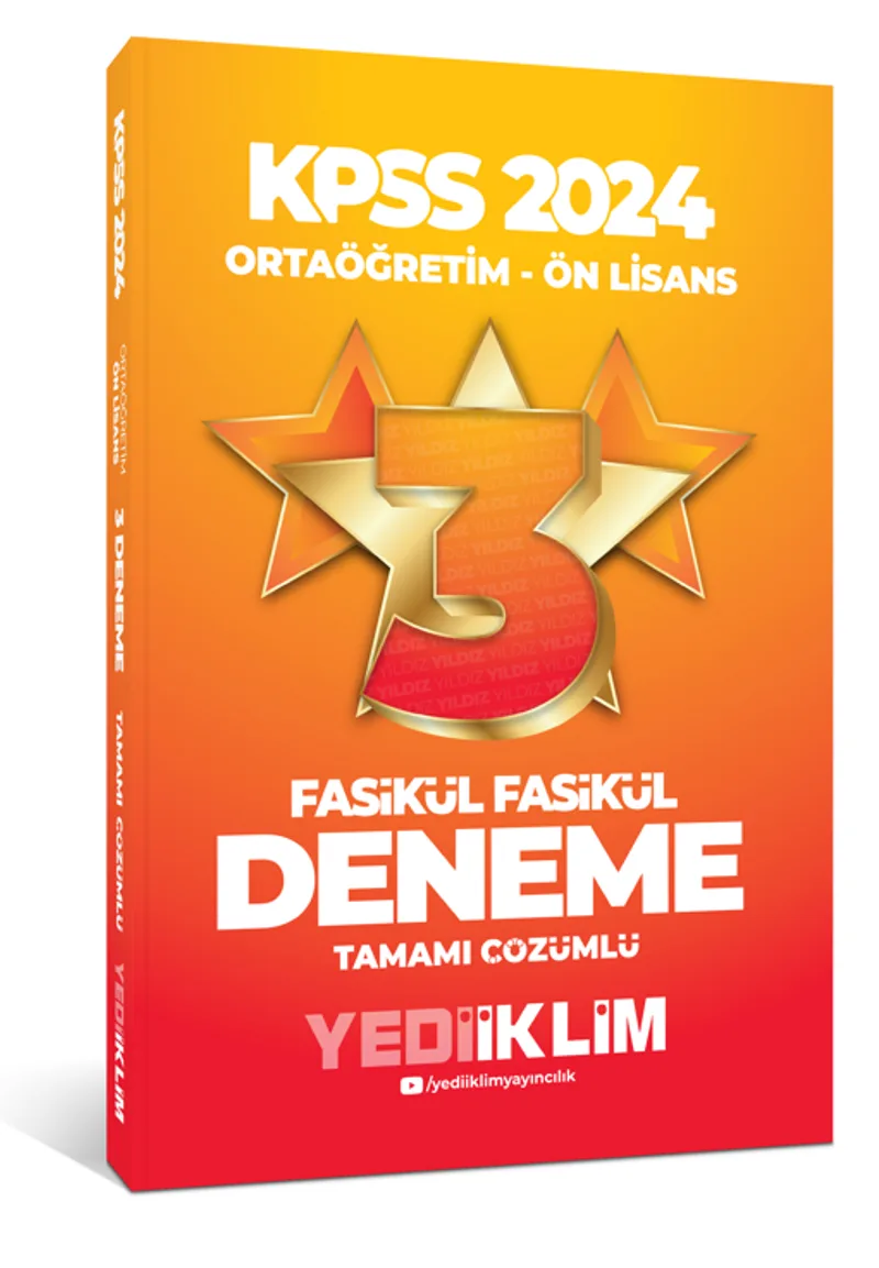 2024 KPSS Ortaöğretim-Önlisans Fasikül Yıldız Tamamı Çözümlü 3 Deneme