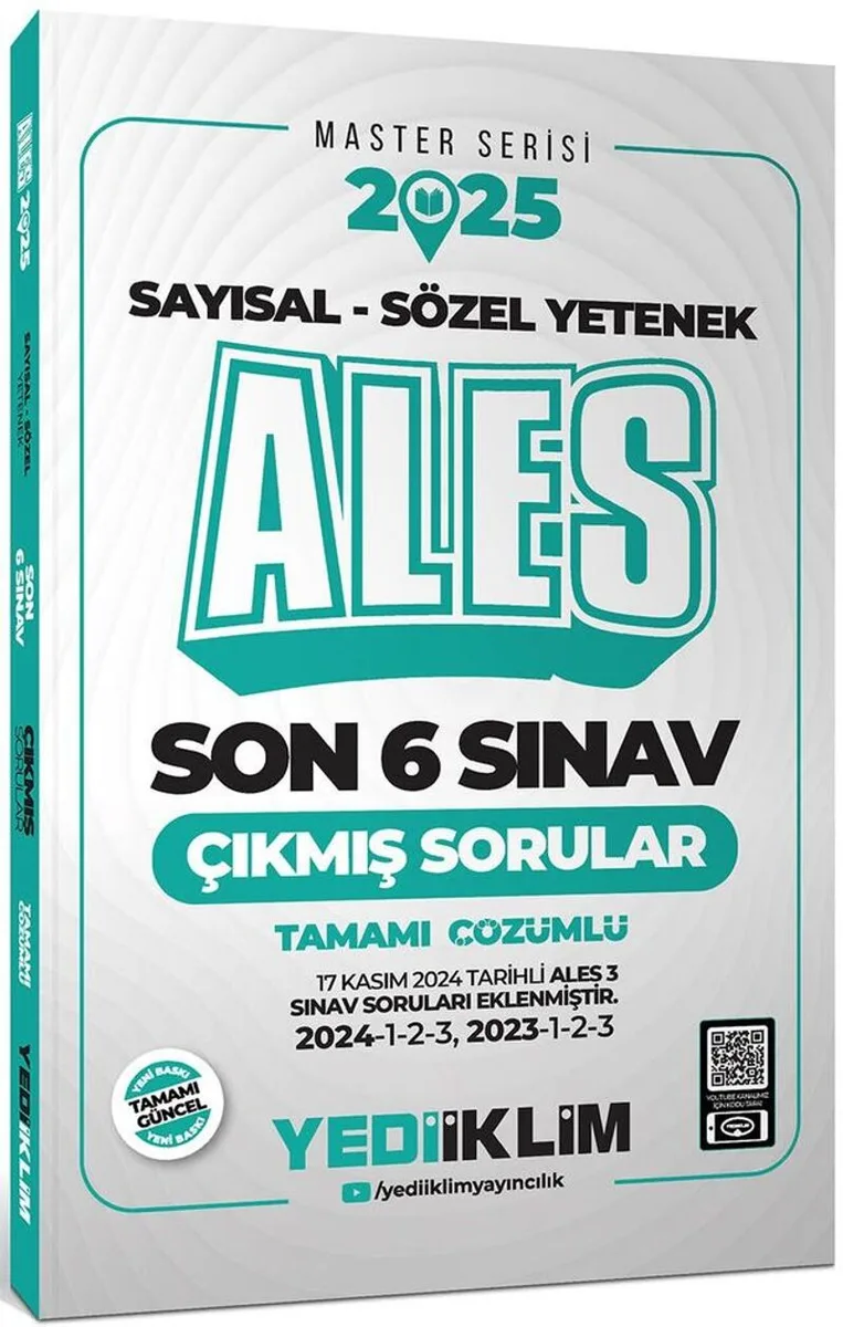 2025 ALES Master Serisi Sayısal - Sözel Yetenek Tamamı Çözümlü Son 6 Sınav Çıkmış Sorular (ALES 3 Dahil)