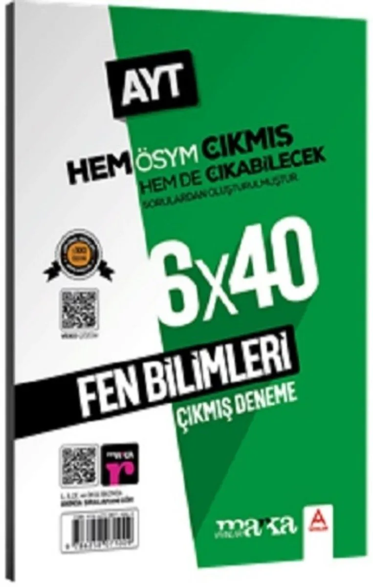 2025 AYT Fen Bilimleri ÖSYM Çıkmış ve Çıkabilecek Sorulardan Oluşturulmuş 6 Deneme Sınavı Tamamı Video Çözümlü