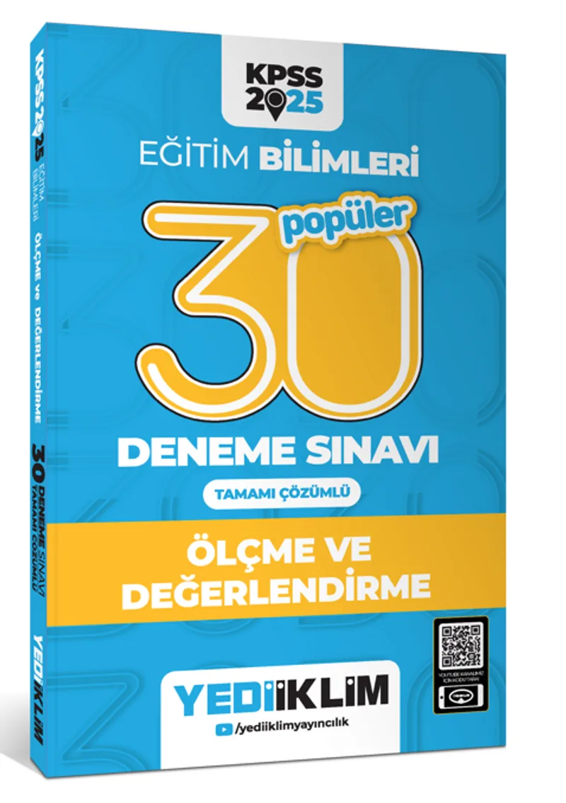 2025 KPSS Eğitim Bilimleri 30 Popüler Ölçme ve Değerlendirme Tamamı Çözümlü Deneme Sınavı