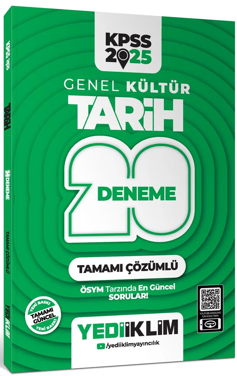 2025 KPSS Genel Kültür Tarih Tamamı Çözümlü 20 Deneme
