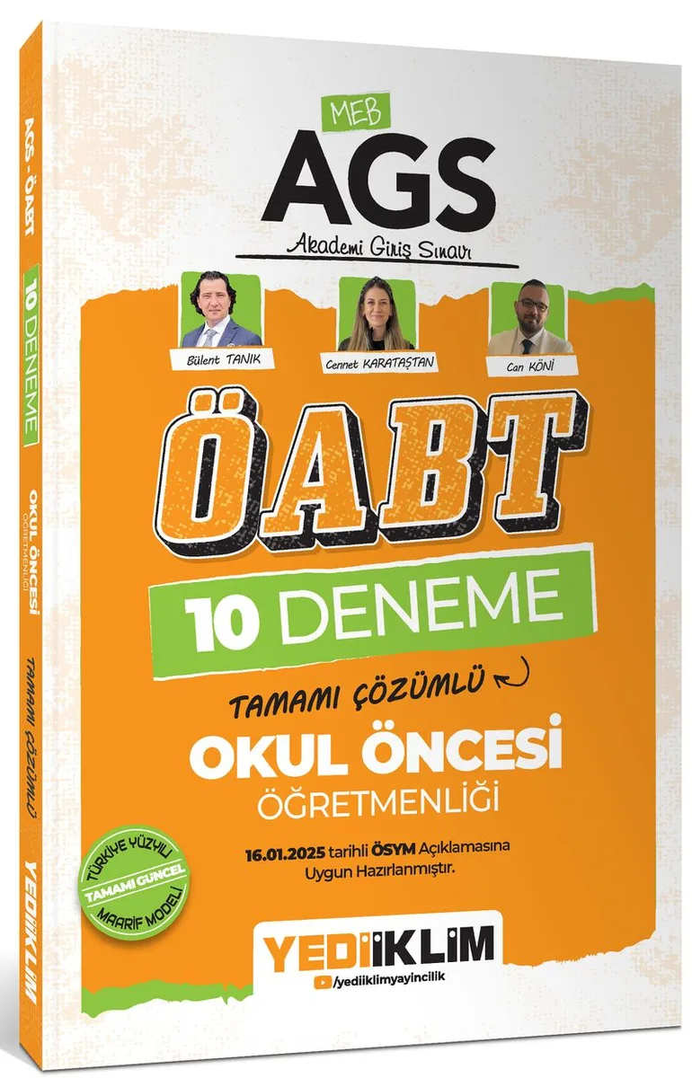 2025 MEB AGS ÖABT Okul Öncesi Öğretmenliği Tamamı Çözümlü 10 Deneme