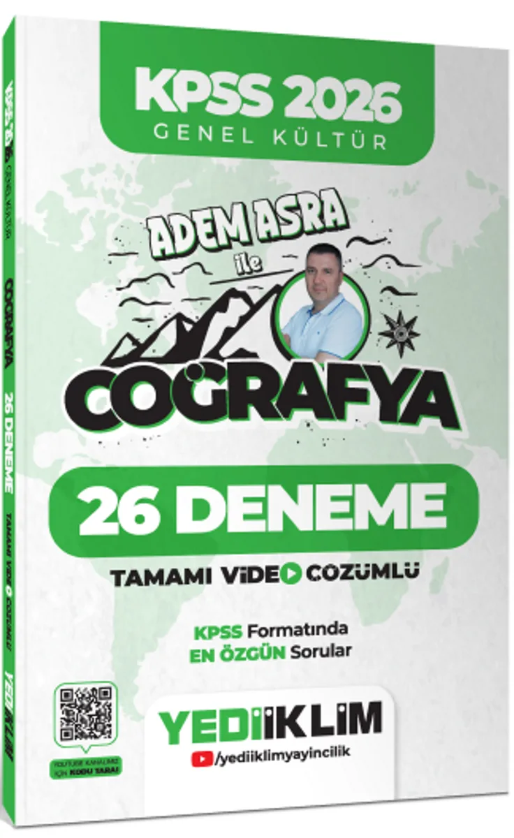 2026 KPSS Genel Kültür Adem Asra ile Coğrafya Tamamı Video Çözümlü 26 Deneme