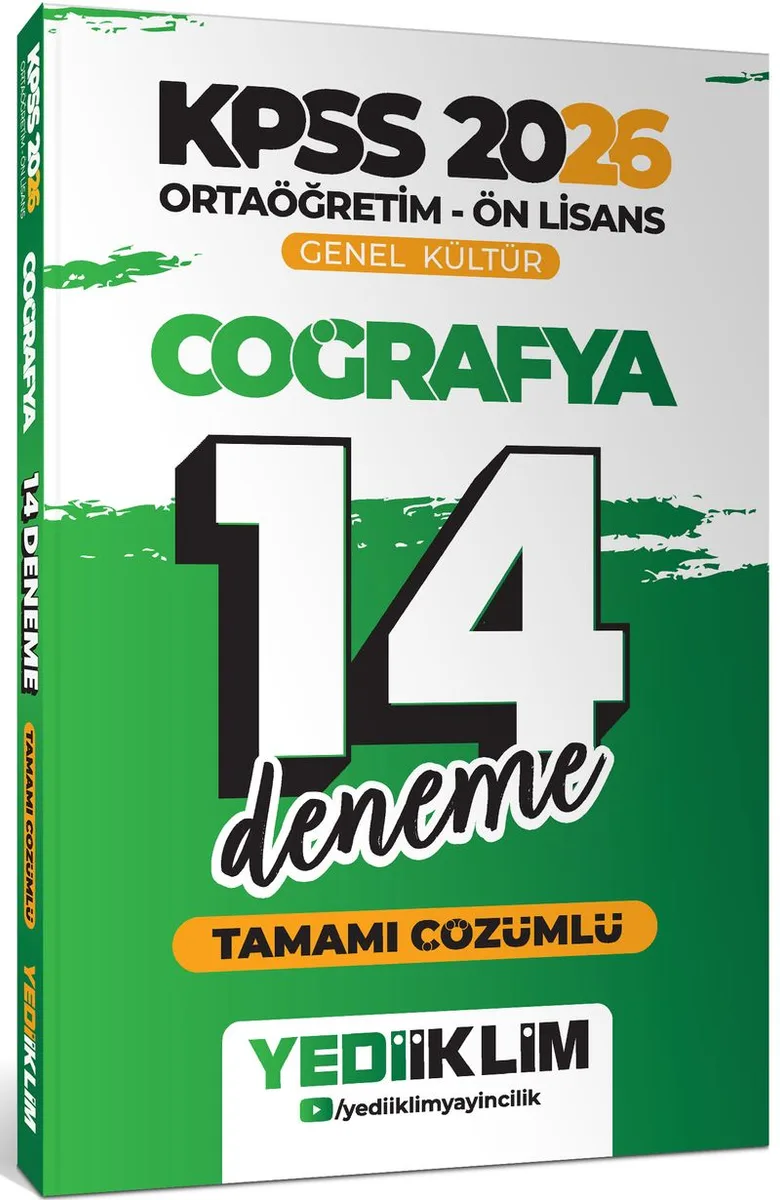 2026 KPSS Ortaöğretim Ön Lisans Genel Kültür Coğrafya Tamamı Çözümlü 14 Deneme