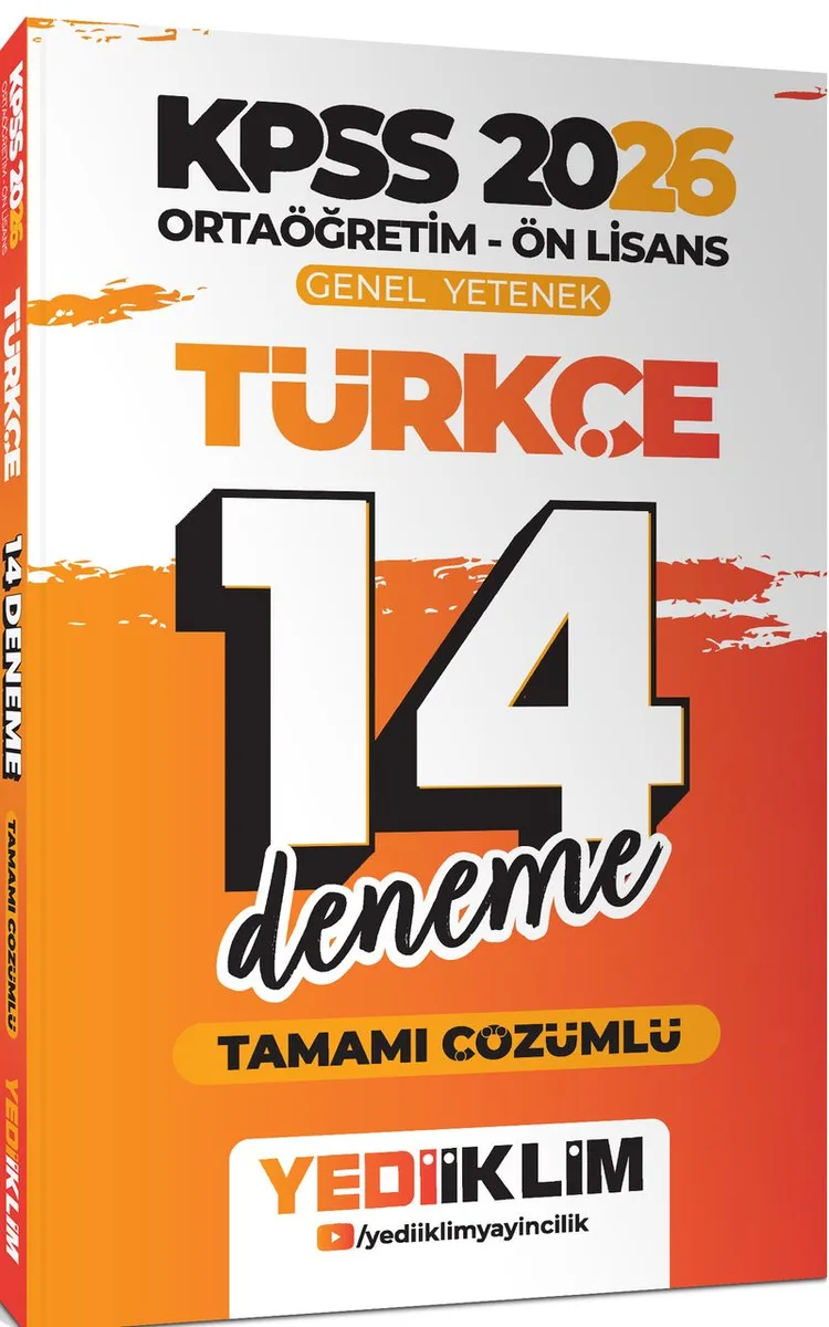 2026 KPSS Ortaöğretim Ön Lisans Genel Yetenek Türkçe Tamamı Çözümlü 14 Deneme
