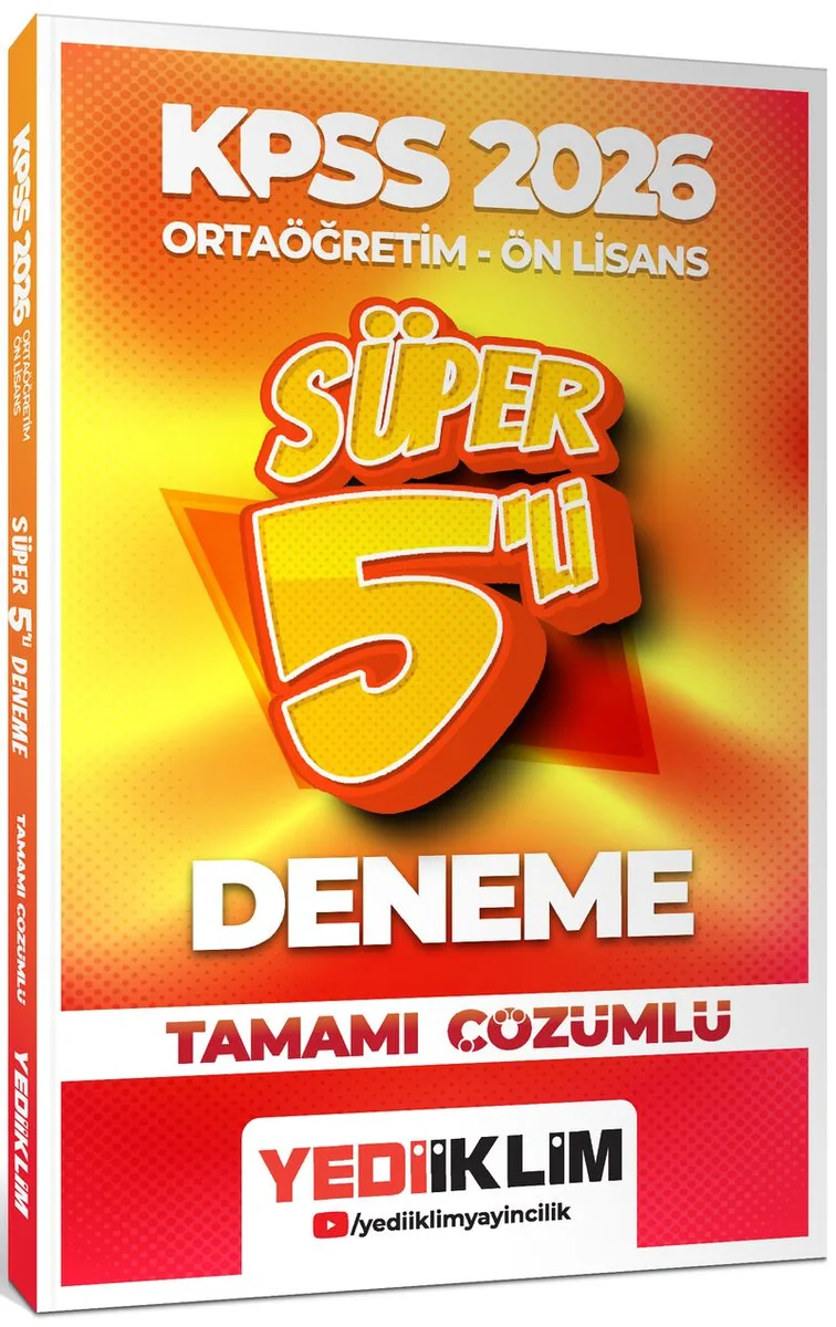 2026 KPSS Ortaöğretim-Önlisans Genel Yetenek Genel Kültür Tamamı Çözümlü Süper 5 Deneme