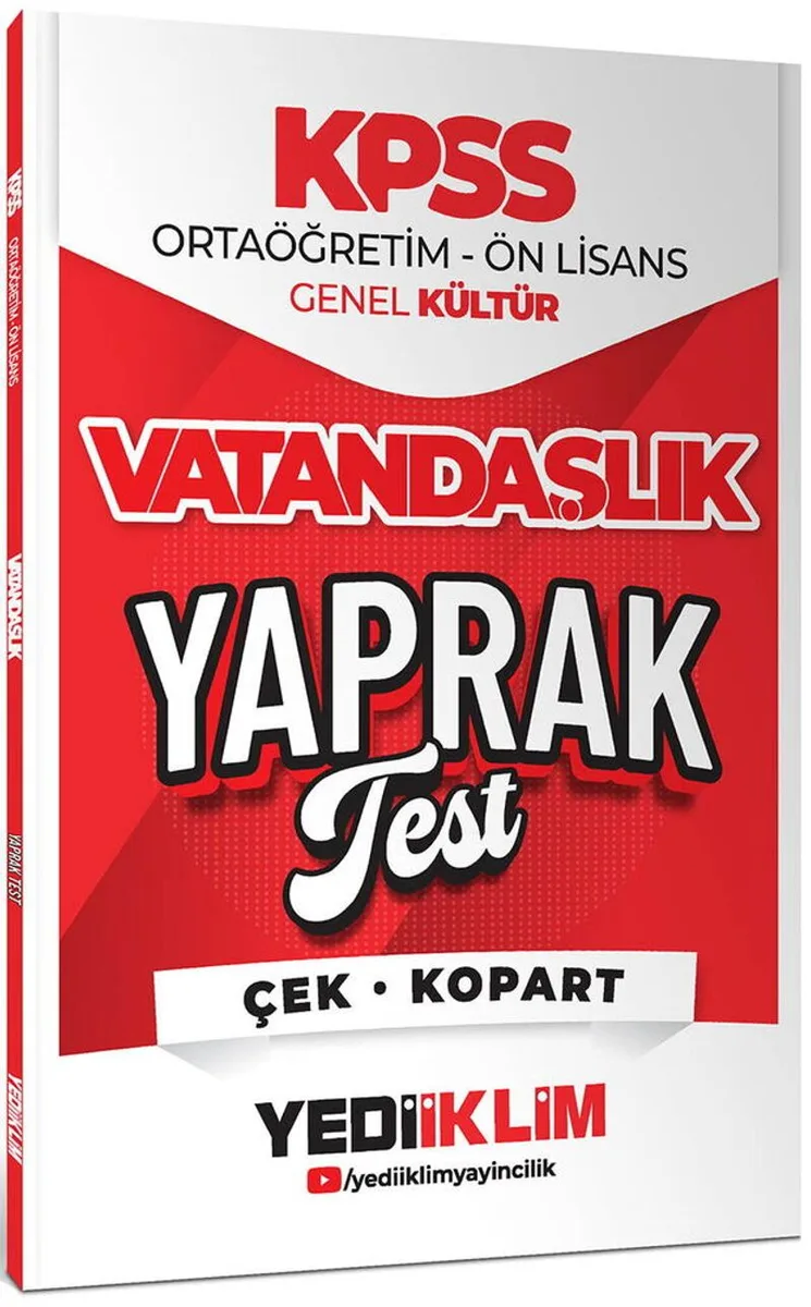 2026 KPSS Ortaöğretim-Önlisans Vatandaşlık Çek Kopart Yaprak Test