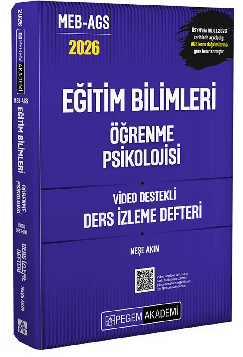 2026 MEB AGS Eğitim Bilimleri Öğrenme Psikolojisi Video Destekli Ders İzleme Defteri