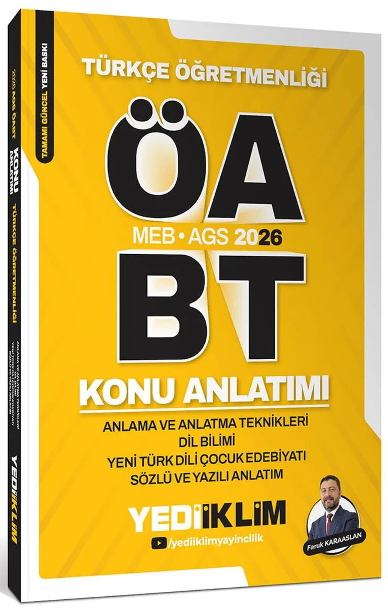 2026 MEB AGS ÖABT Türkçe Öğretmenliği Anlama ve Anlatma Teknikleri Dil Bilimi Yeni Türk Dili Çocuk Edebiyatı Sözlü ve Yazılı Anlatım Konu Anlatımı