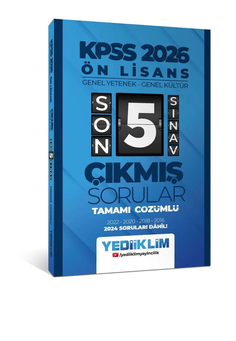 2026 Ön Lisans Genel Yetenek - Genel Kültür Tamamı Çözümlü Son 5 Sınav Çıkmış Sorular (2024 Soruları Dahil)
