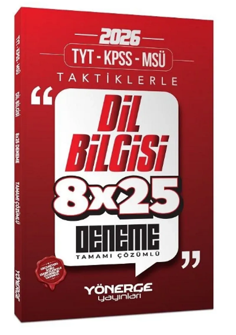 2026 TYT KPSS MSÜ Taktiklerle Dil Bilgisi 8x25 Deneme Çözümlü