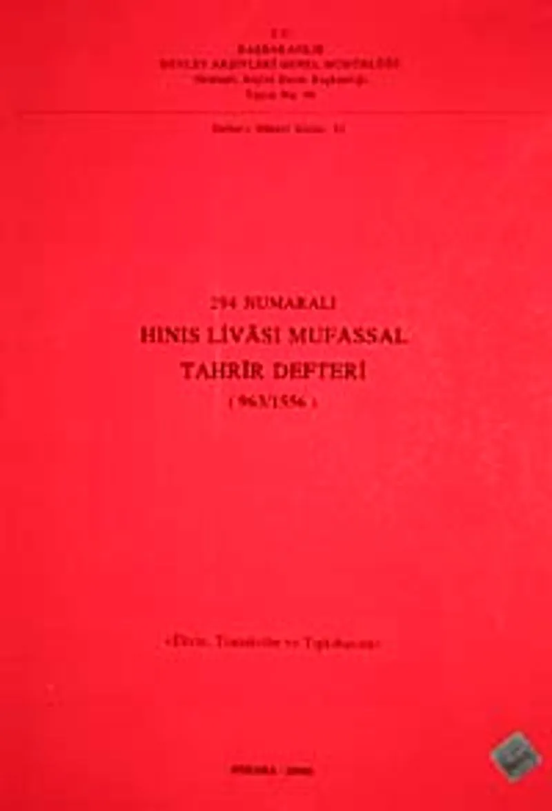 294 Hınıs Livası Mufassal Tahrir Defteri (936-1556)
