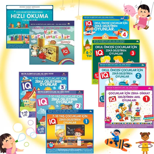 4-10 Yaş ve Üstü Çocuklar İçin IQ Zeka Geliştiren Oyunlar (9 Kitap)