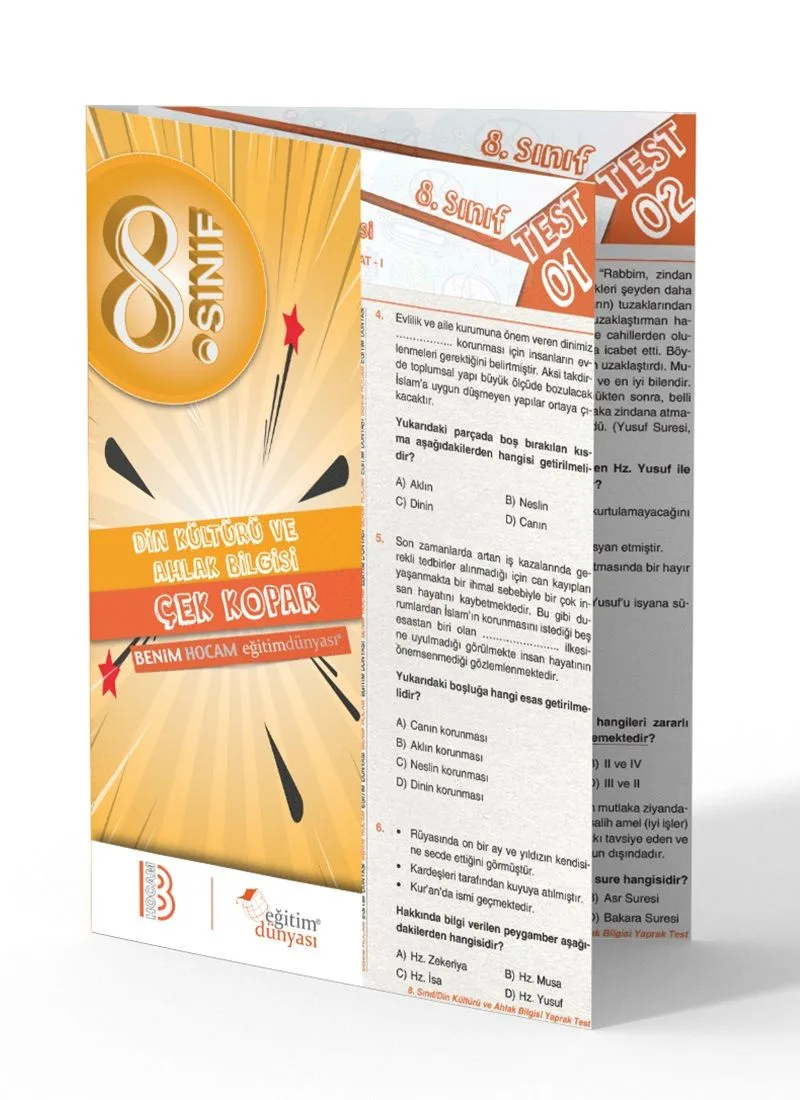 8. Sınıf Din Kültürü ve Ahlak Bilgisi Çek Kopar Yaprak Test