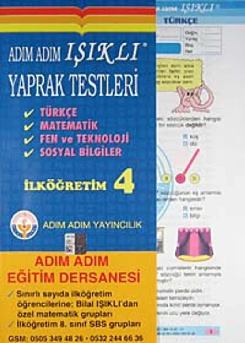 Adım Adım Işıklı Yaprak Testleri İlköğretim 4 Türkçe - Matamatik - Fen ve Teknoloji - Sosyal Bilgiler