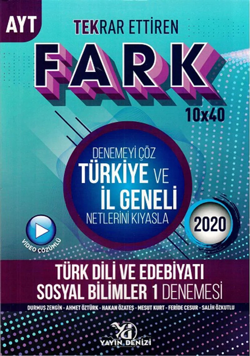 AYT Türk Dili ve Edebiyatı Sosyal Bilimler 1 Fark Tekrar Ettiren 10x40 Denemesi