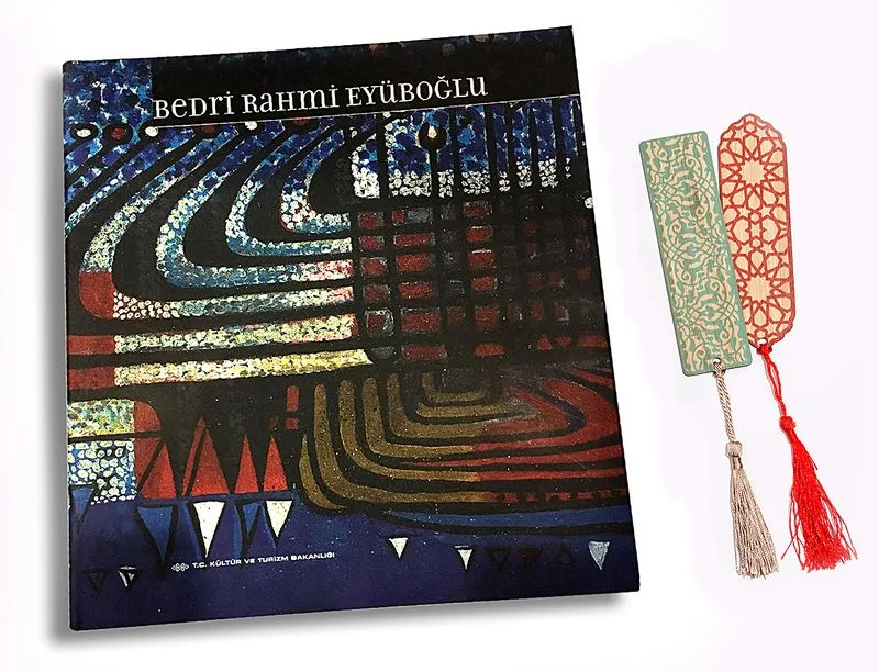Bedri Rahmi Eyüboğlu + Bambu Ayraç Motifli Baskı - Selçuklu Yıldızı + Bambu Ayraç Motifli Baskı - Turkuaz Lale