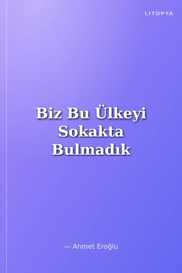 Biz Bu Ülkeyi Sokakta Bulmadık