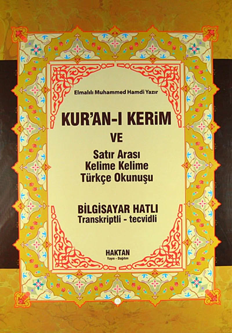 Cami Boy Fihristli Kuranı Kerim Satıraltı kelime kelime Türkçe okunuşlu ve Mealli (Üçlü Meal) ( KOD:H-17)