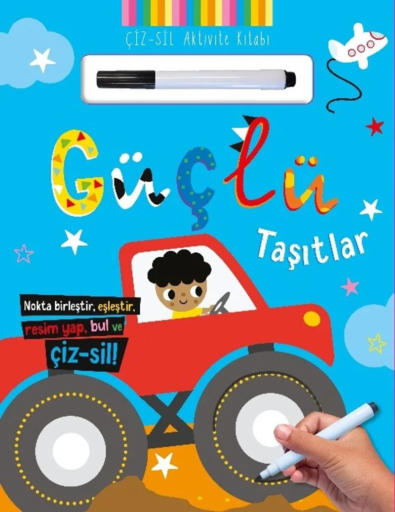 Çiz - Sil Aktivite Kitabı Güçlü Taşıtlar