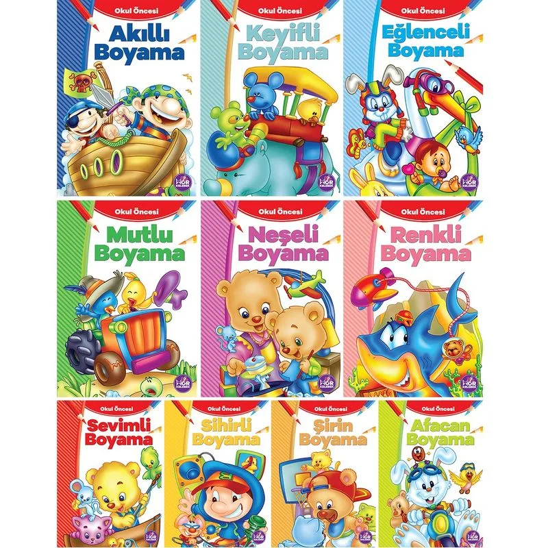Çocuklar İçin Eğlenceli Boyama Kitabi Serisi (10 Kitap)