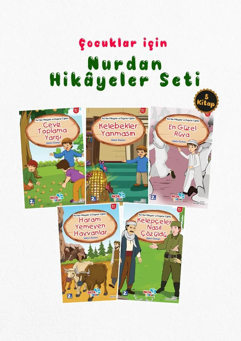 Çocuklar İçin Hikayelerle &ldquo;Nurdan Hikayeler Seti (5 Kitap Takım)