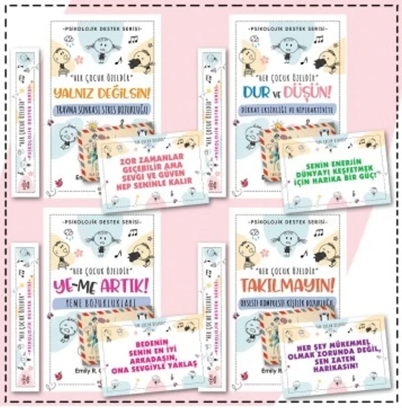Çocuklar İçin Psikoloik Destek Serisi 4 Kitap - Ayraç ve Kartpostallı Özel Set -1
