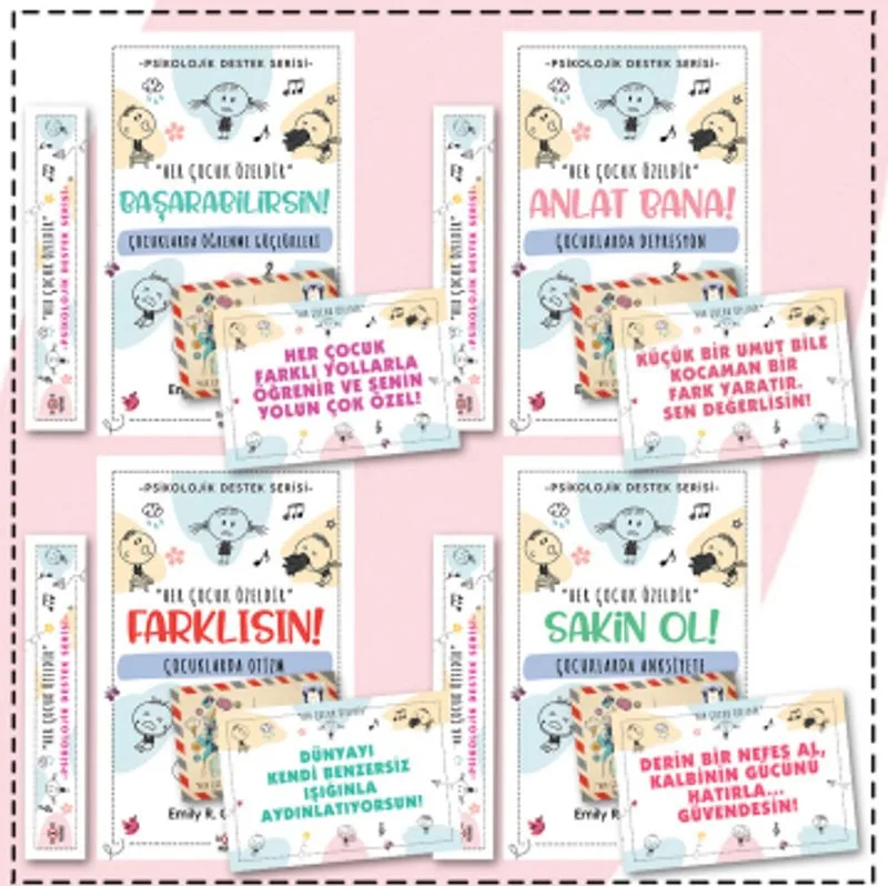 Çocuklar İçin Psikoloik Destek Serisi 4 Kitap - Ayraç ve Kartpostallı Özel Set -2